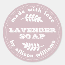 Pegatina Redonda Jabón de lavanda personalizado Pastel Púrpura