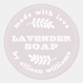 Pegatina Redonda Jabón de lavanda personalizado Pastel Púrpura