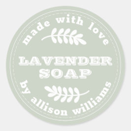 Pegatina Redonda Jabón de lavanda personalizado Pastel Verde
