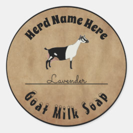 Pegatina Redonda Jabón de leche de cabra alpina personalizado