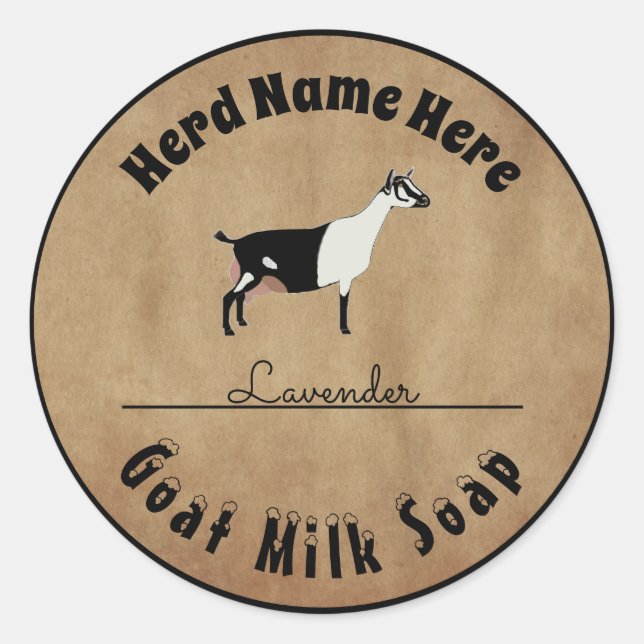 Pegatina Redonda Jabón de leche de cabra alpina personalizado (Anverso)