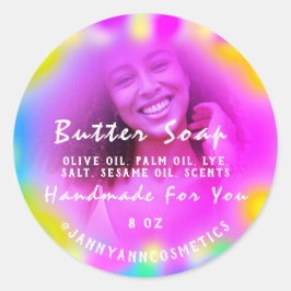 Pegatina Redonda Jabón de mantequilla Fotografía cosmética Terapia 