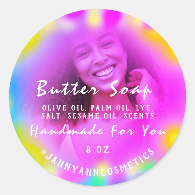 Pegatina Redonda Jabón de mantequilla Fotografía cosmética Terapia  (Anverso)