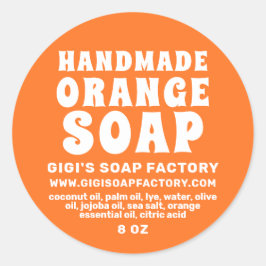 Pegatina Redonda Jabón Naranja moderno hecho a mano