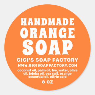 Pegatina Redonda Jabón Naranja moderno hecho a mano