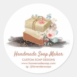 Pegatina Redonda Jabones Spa Natural Orgánico Casero