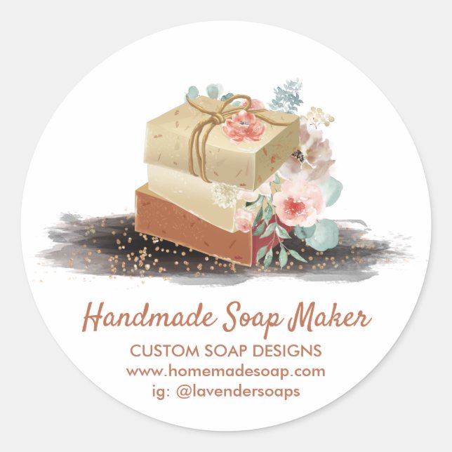 Pegatina Redonda Jabones Spa Natural Orgánico Casero (Anverso)