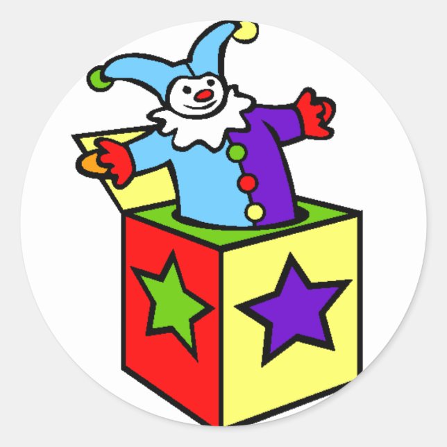 Pegatina Redonda ¡Jack En La Caja! (Anverso)