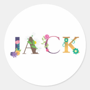 Pegatina Redonda JACK Nombre Elegant Embroidered
