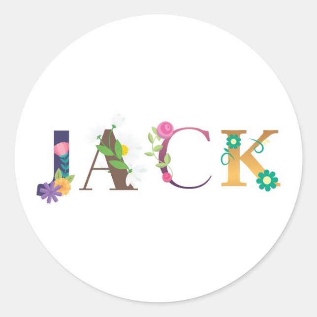 Pegatina Redonda JACK Nombre Elegant Embroidered (Anverso)
