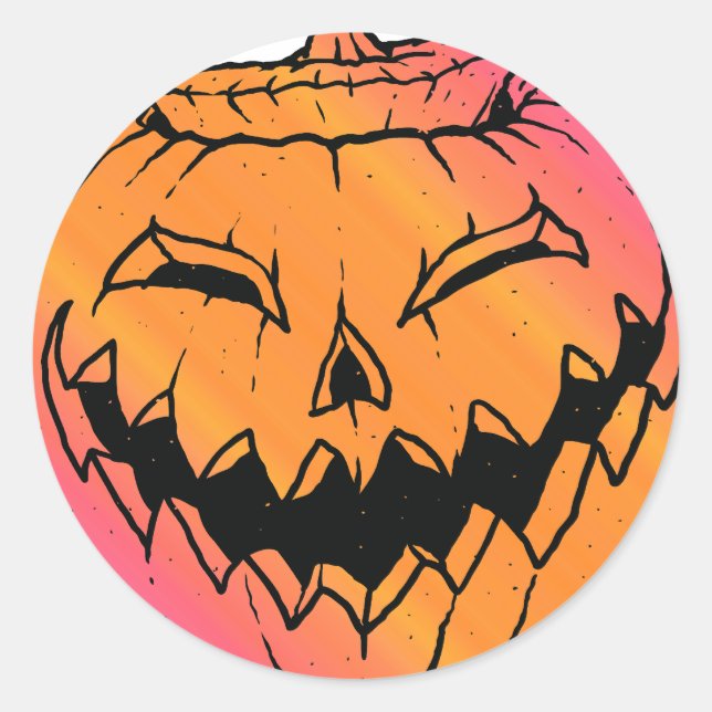 Pegatina Redonda Jack O Lantern (Anverso)