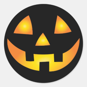 Pegatina Redonda Jack O Lantern Creepy Pumpkin Face Halloween
