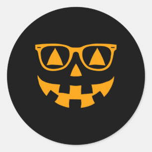 Pegatina Redonda Jack O Lantern Face Sungles Gles Halloween