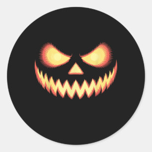 Pegatina Redonda Jack O Lantern Scary Cared de calabaza tallada Hal