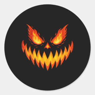 Pegatina Redonda Jack O Lantern Scary Cared de calabaza tallada Hal