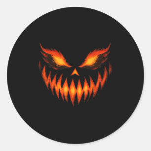 Pegatina Redonda Jack O Lantern Scary Pumpkin Face Halloween Costum
