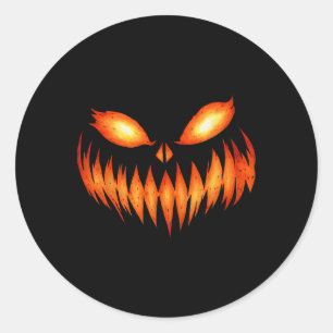 Pegatina Redonda Jack O Lantern Scary Pumpkin Face Halloween Costum