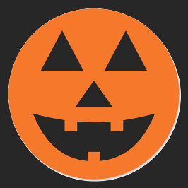 Pegatina Redonda Jack-o-Lantern sonriente Naranja de la cara negro