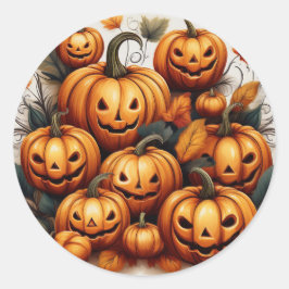 Pegatina Redonda Jack O Lanterns