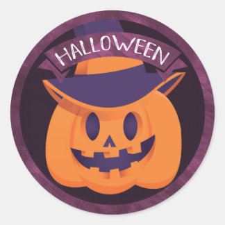 Pegatina Redonda Jack O'Lantern Witch Halloween