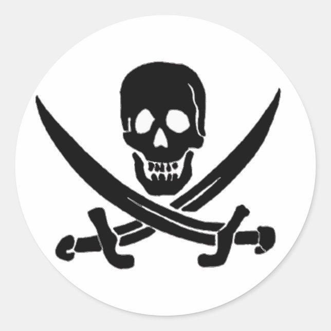 Pegatina Redonda Jack Rackham-Black (Anverso)