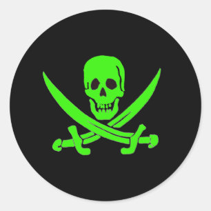 Pegatina Redonda Jack Rackham-Verde