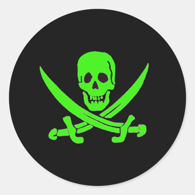 Pegatina Redonda Jack Rackham-Verde (Anverso)