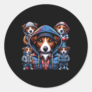 Pegatina Redonda Jack Russel Gangster Dogs
