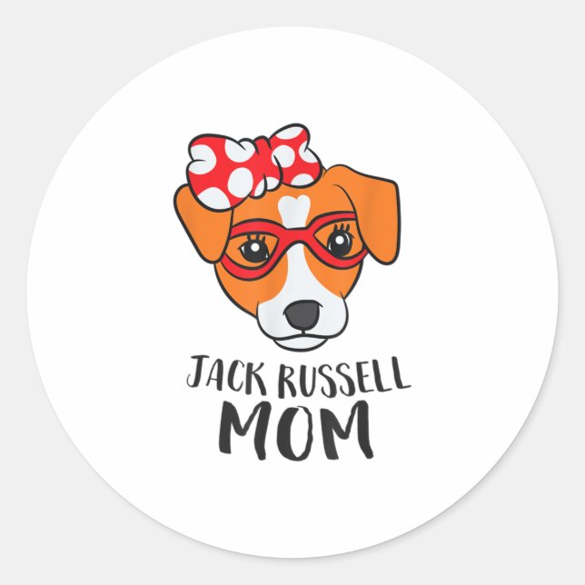 Pegatina Redonda Jack Russel Terrier Mom Dog Jack Russell Mom (Anverso)