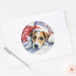 Pegatina Redonda Jack Russell Christmas Round Sticker