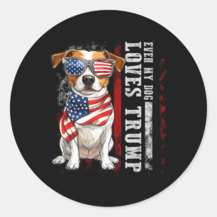 Pegatina Redonda Jack Russell Terrier Incluso Mi Perro Ama Trump Di