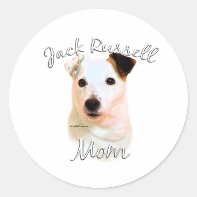Pegatina Redonda Jack Russell Terrier Mom 2 (Anverso)
