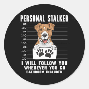 Pegatina Redonda Jack Russell Terrier Personal Stalker