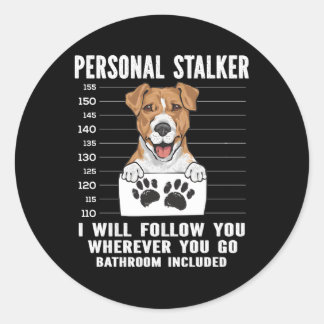 Pegatina Redonda Jack Russell Terrier Personal Stalker
