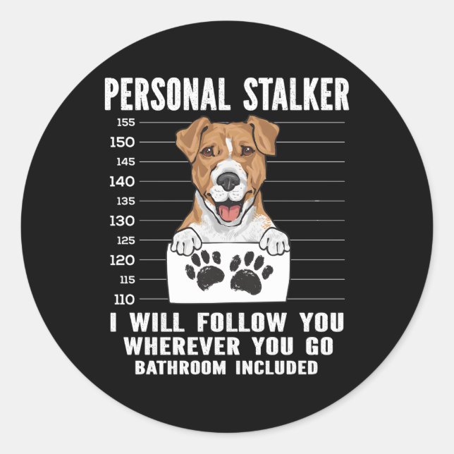 Pegatina Redonda Jack Russell Terrier Personal Stalker (Anverso)