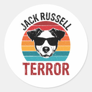 Pegatina Redonda Jack Russell Terror Terrier Gracioso Perro Gafas d