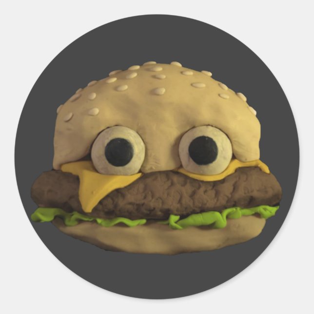 Pegatina Redonda Jack Stauber - Familia Cheeseburger - Fun Food Art (Anverso)