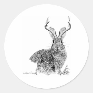 Pegatina Redonda Jackalope