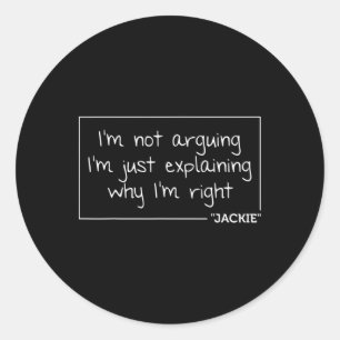 Pegatina Redonda Jackie Cita nombre personalizado regalo de cumplea