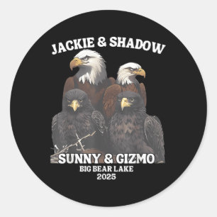 Pegatina Redonda Jackie y Shadow Sunny y Gizmo Big Bear Lake 20