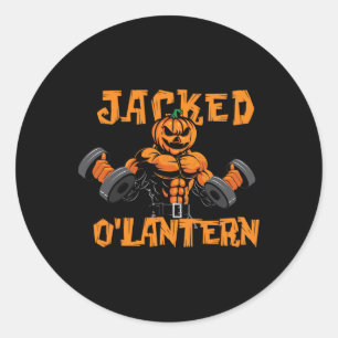 Pegatina Redonda Jacking O'lantern Halloween Gym Workout Lifout Pum