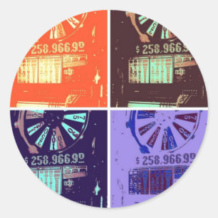 Pegatina Redonda Jackpot de las tragamonedas de Las Vegas