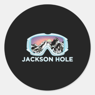 Pegatina Redonda Jackson Hole Ski Design Jackson Hole