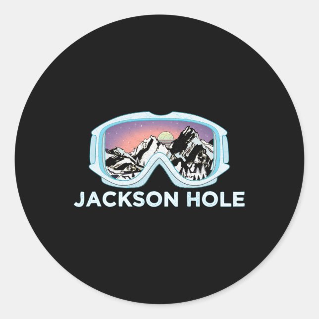 Pegatina Redonda Jackson Hole Ski Design Jackson Hole (Anverso)