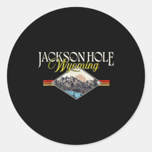 Pegatina Redonda Jackson Hole Wyoming Grand Teton Mountains Vintage