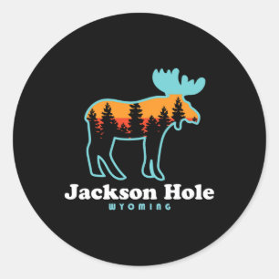 Pegatina Redonda Jackson Hole Wyoming Montes Moose Grandes Tetones 