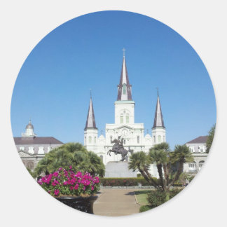 Pegatina Redonda Jackson Square, Nueva Orleans