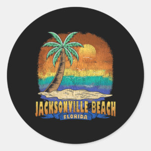 Pegatina Redonda Jacksonville Beach Florida Vintage Molesto Souv