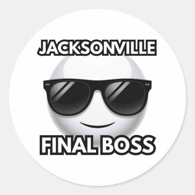 Pegatina Redonda Jacksonville Jefe Final Emoji Cool (Anverso)