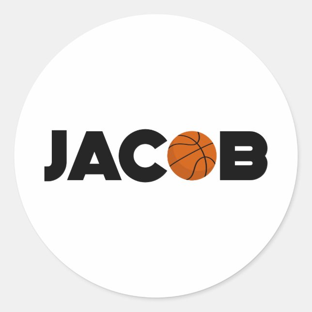 Pegatina Redonda Jacob Basketball (Anverso)